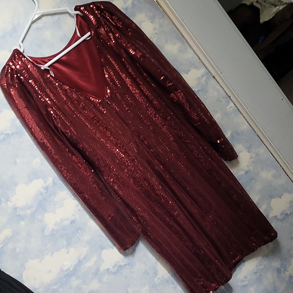 Sequin wine color  dress